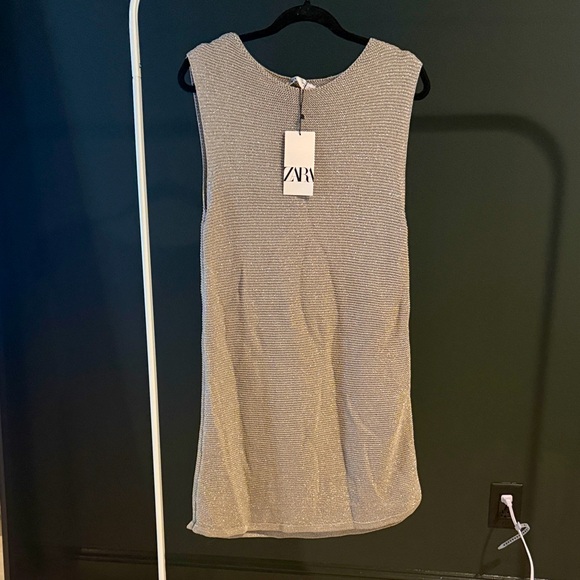 Zara Shimmering Metallic Knit Mini Dress - Picture 1 of 4